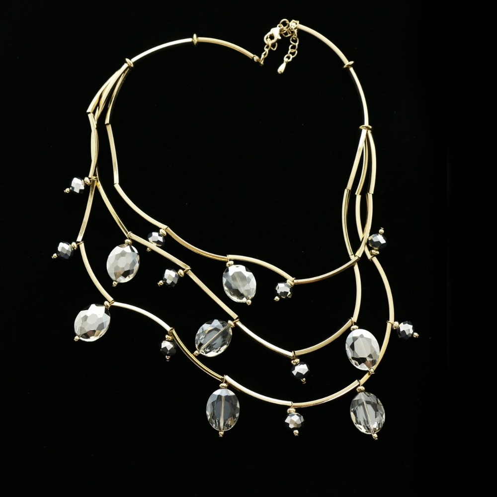 Luxury Faceted Necklace Gold/Gray NWOT